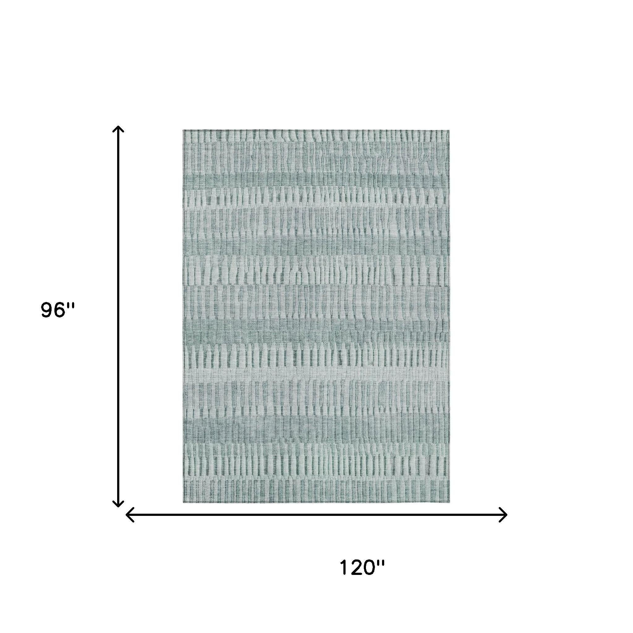 8' X 10' Aqua And Teal Blue Striped Washable Indoor Outdoor Area Rug - Outdoor | blocked-out-of-stock, Outdoor, sync-blocked