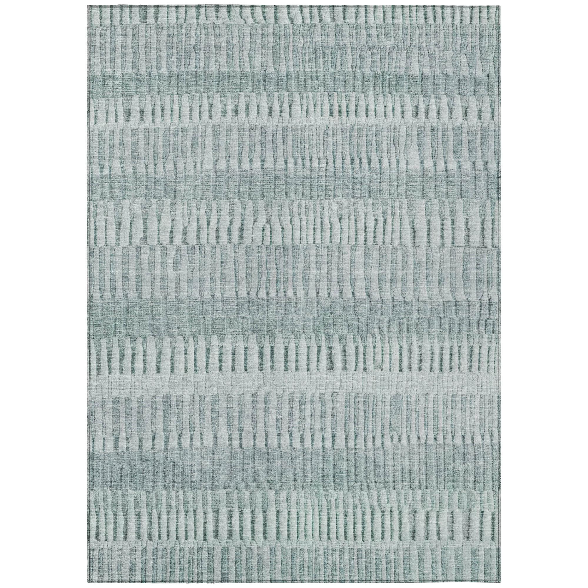 8' X 10' Aqua And Teal Blue Striped Washable Indoor Outdoor Area Rug - Outdoor | blocked-out-of-stock, Outdoor, sync-blocked