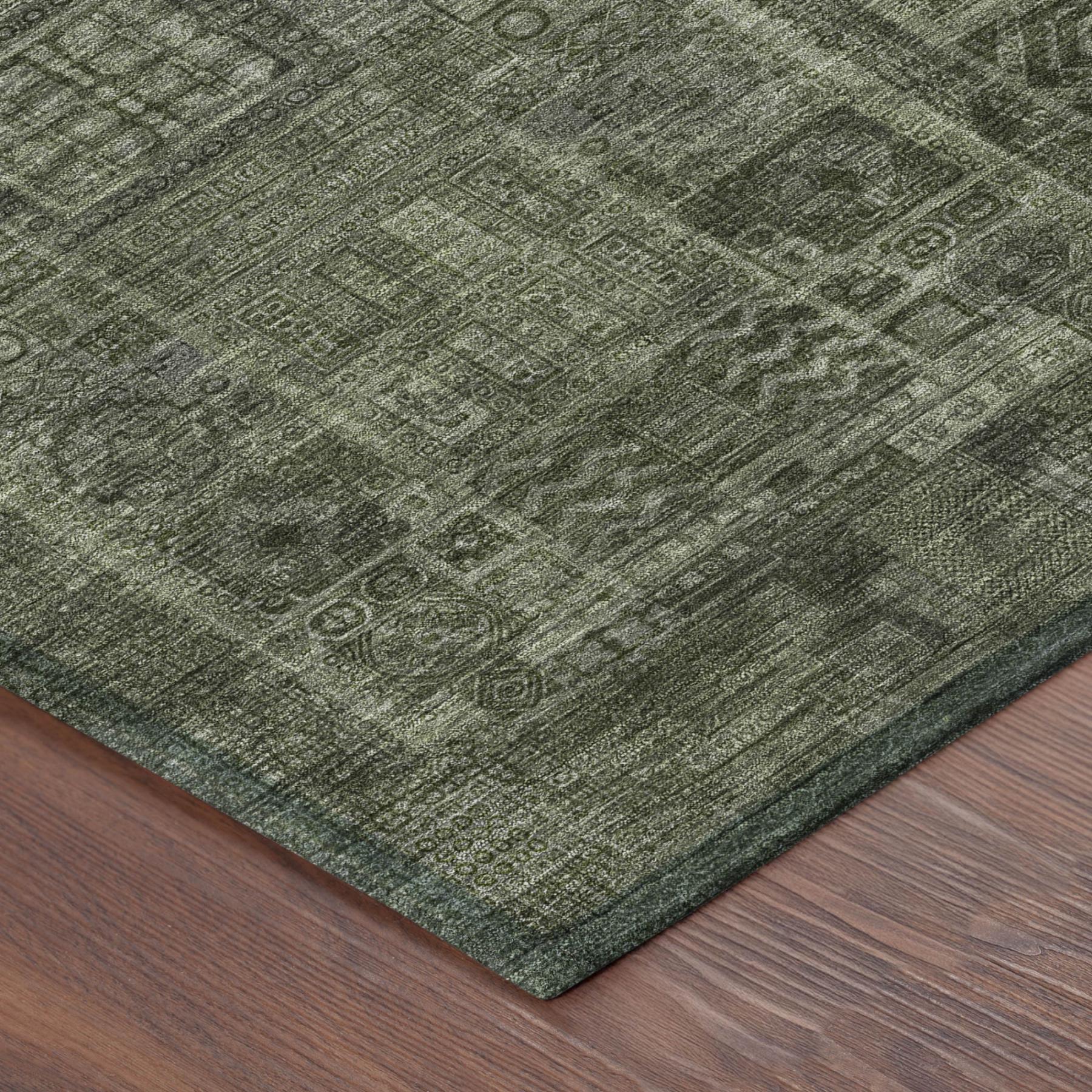 8' X 10' Green And Chocolate Oriental Washable Indoor Outdoor Area Rug - Sports & Outdoor
