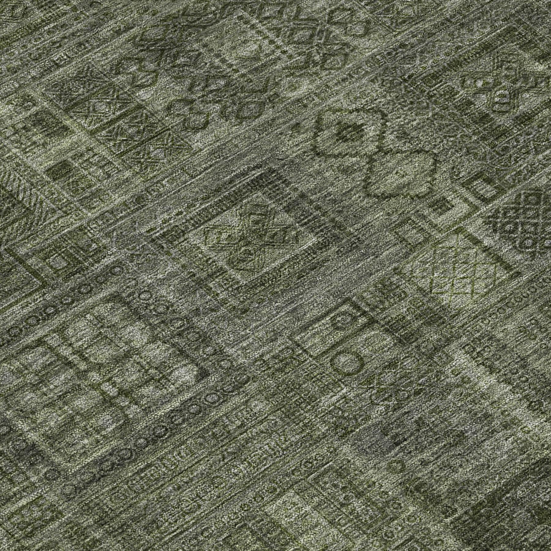 8' X 10' Green And Chocolate Oriental Washable Indoor Outdoor Area Rug - Sports & Outdoor