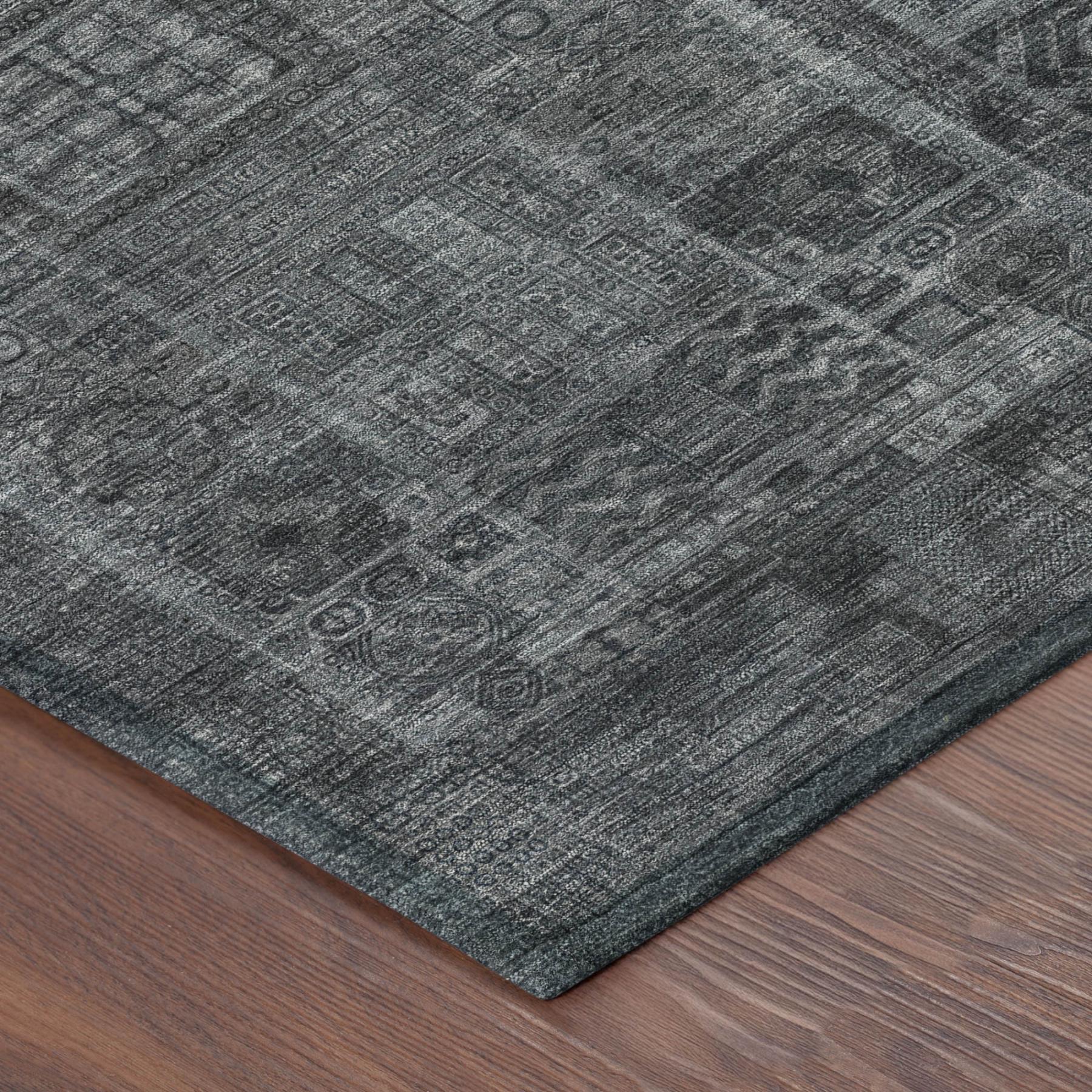 10' X 14' Gray And Graphite Oriental Washable Indoor Outdoor Area Rug - Sports & Outdoor