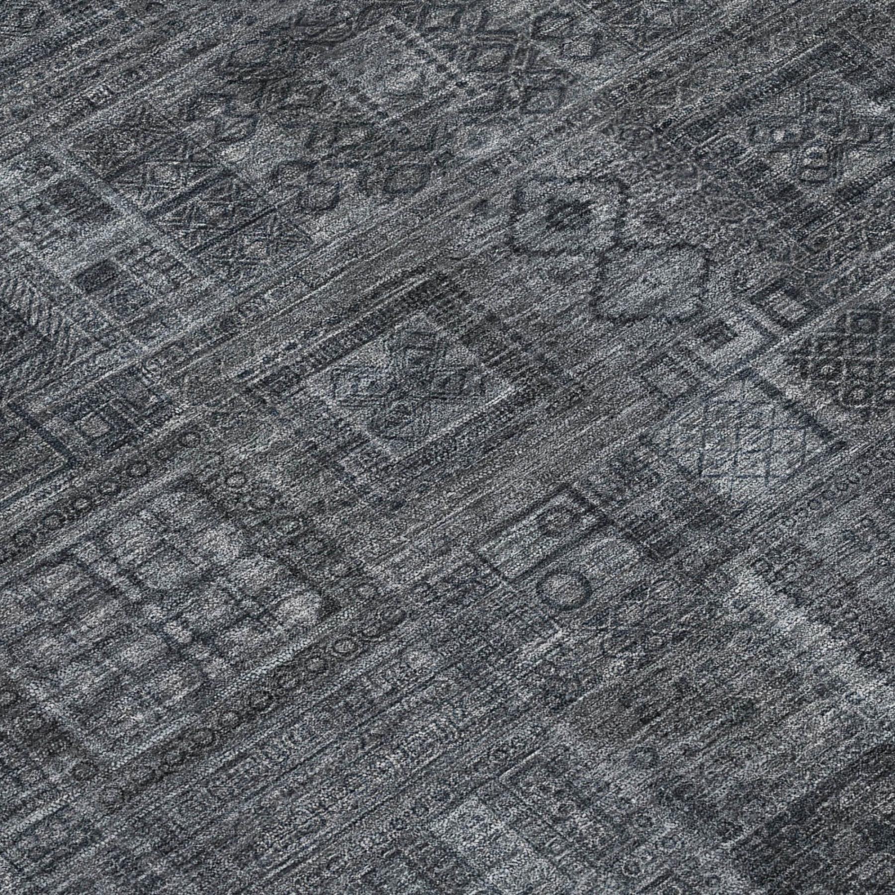 10' X 14' Gray And Graphite Oriental Washable Indoor Outdoor Area Rug - Sports & Outdoor