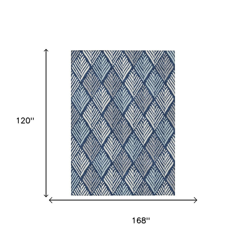 Navy and blue geometric area rug, 168 in x 120 in rectangular