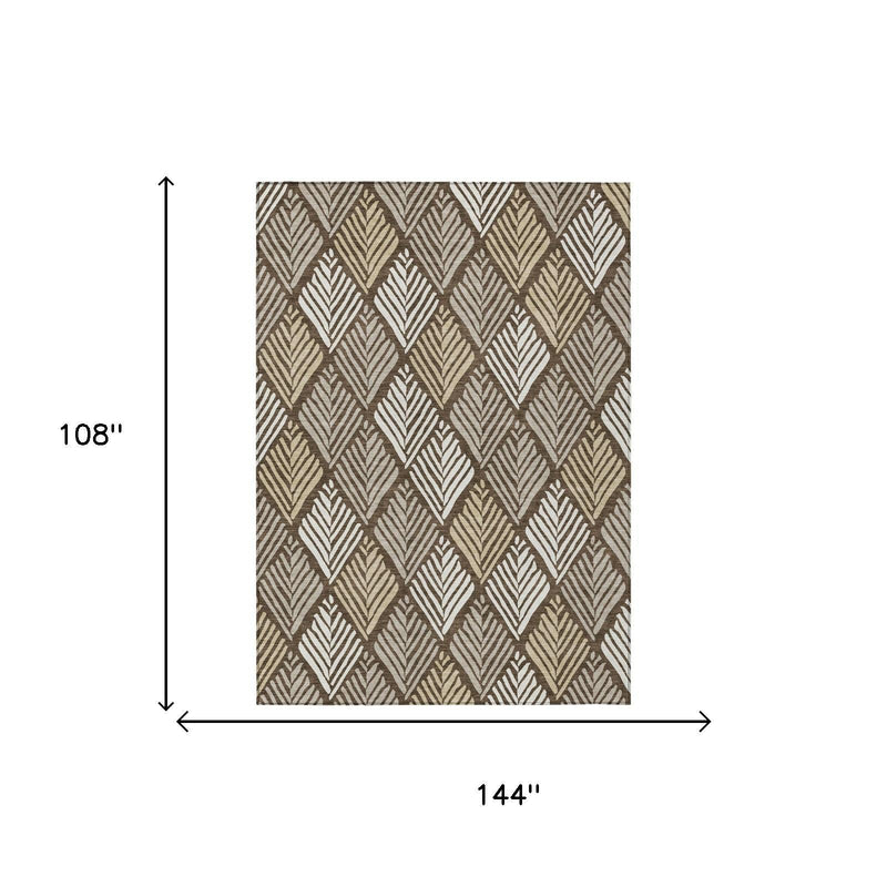 Size diagram for rectangular geometric area rug, 144 in wide and 108 in long