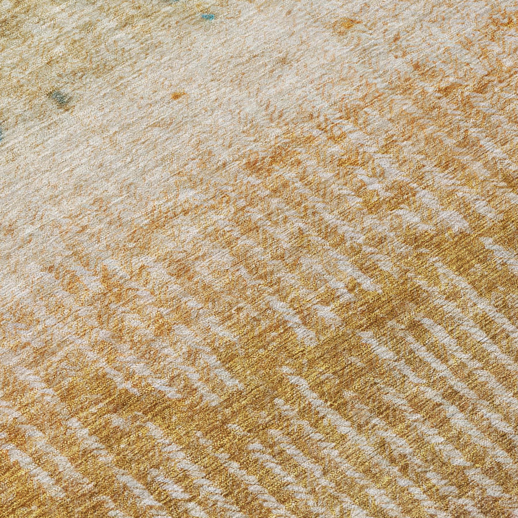 8' X 10' Gold And Beige Abstract Washable Indoor Outdoor Area Rug - Sports & Outdoor