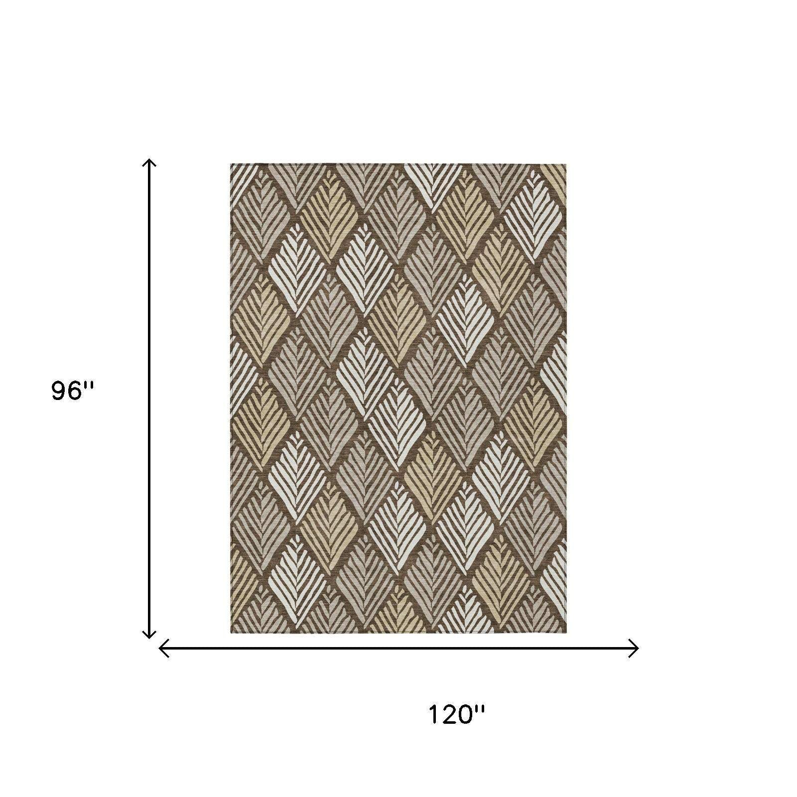 8' X 10' Chocolate And Brown Geometric Washable Indoor Outdoor Area Rug - Sports & Outdoor