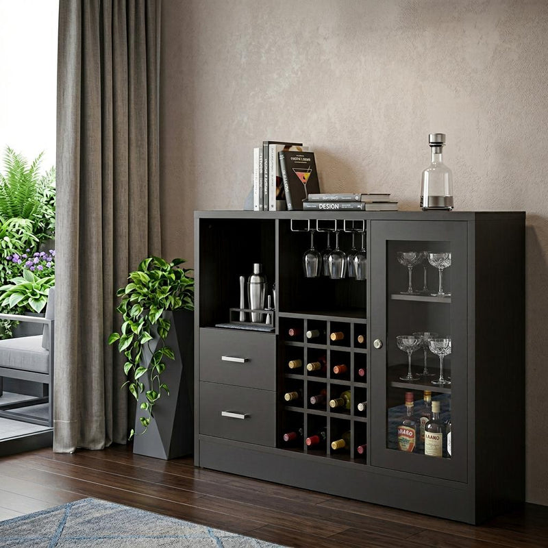 47" Espresso Solid Wood Frame With Five Shelves And Two Drawers - Kitchen & Dining