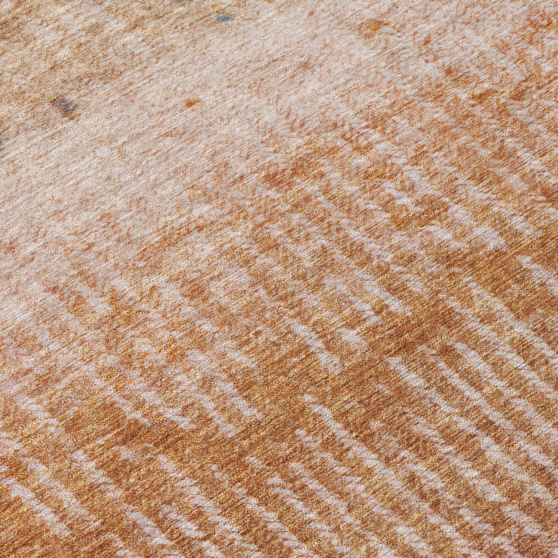 Rust-colored vintage area rug with textured pattern, crafted from soft wool, ideal for bohemian home decor.