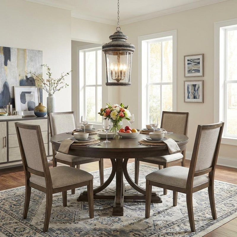 Kingston 4-Light Antique Lead Foyer Pendant With Curved Water Glass Panes - Lighting