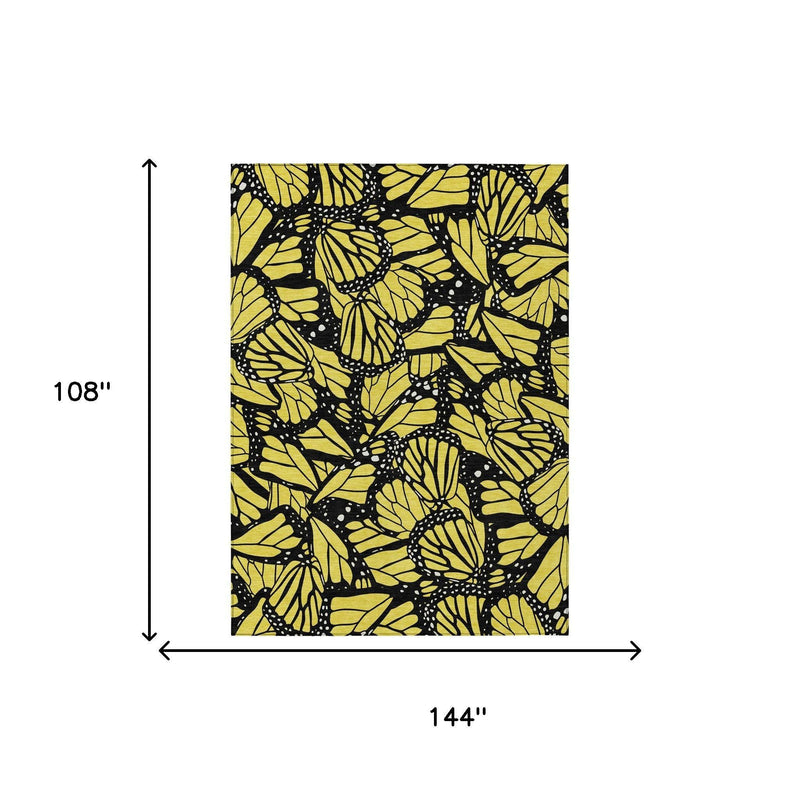 Yellow and gold animal print area rug dimensions 144 in by 108 in