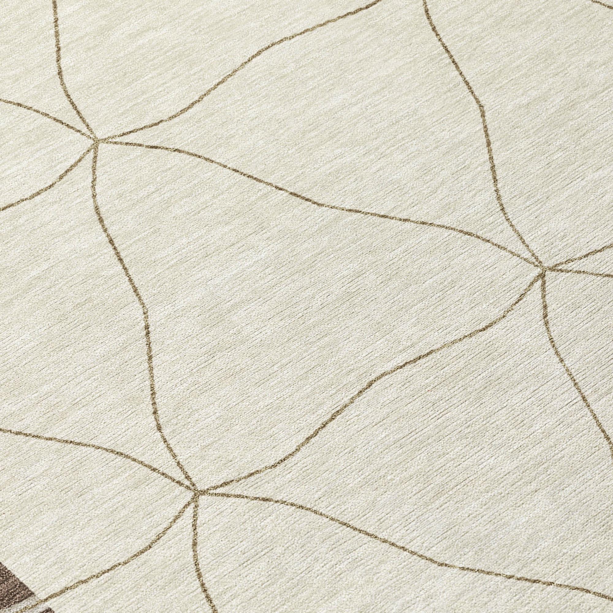Cream textured area rug with tan intersecting diamond line pattern