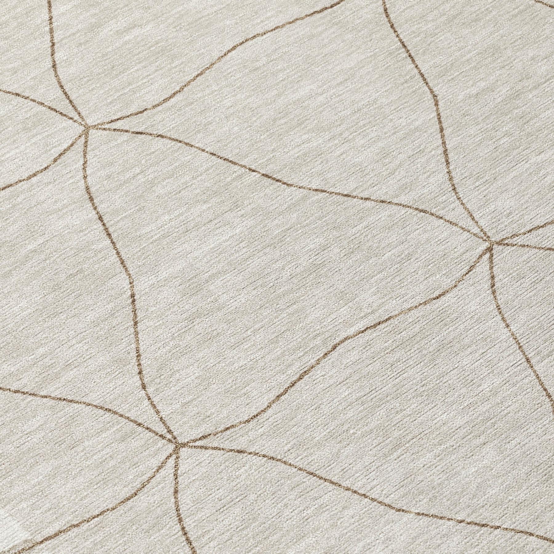 Ivory indoor outdoor area rug with taupe diamond lattice geometric pattern