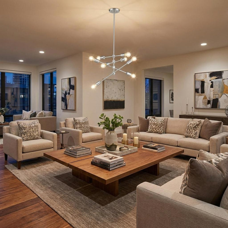 Calix 8-Light Satin Nickel Pendant - Lighting