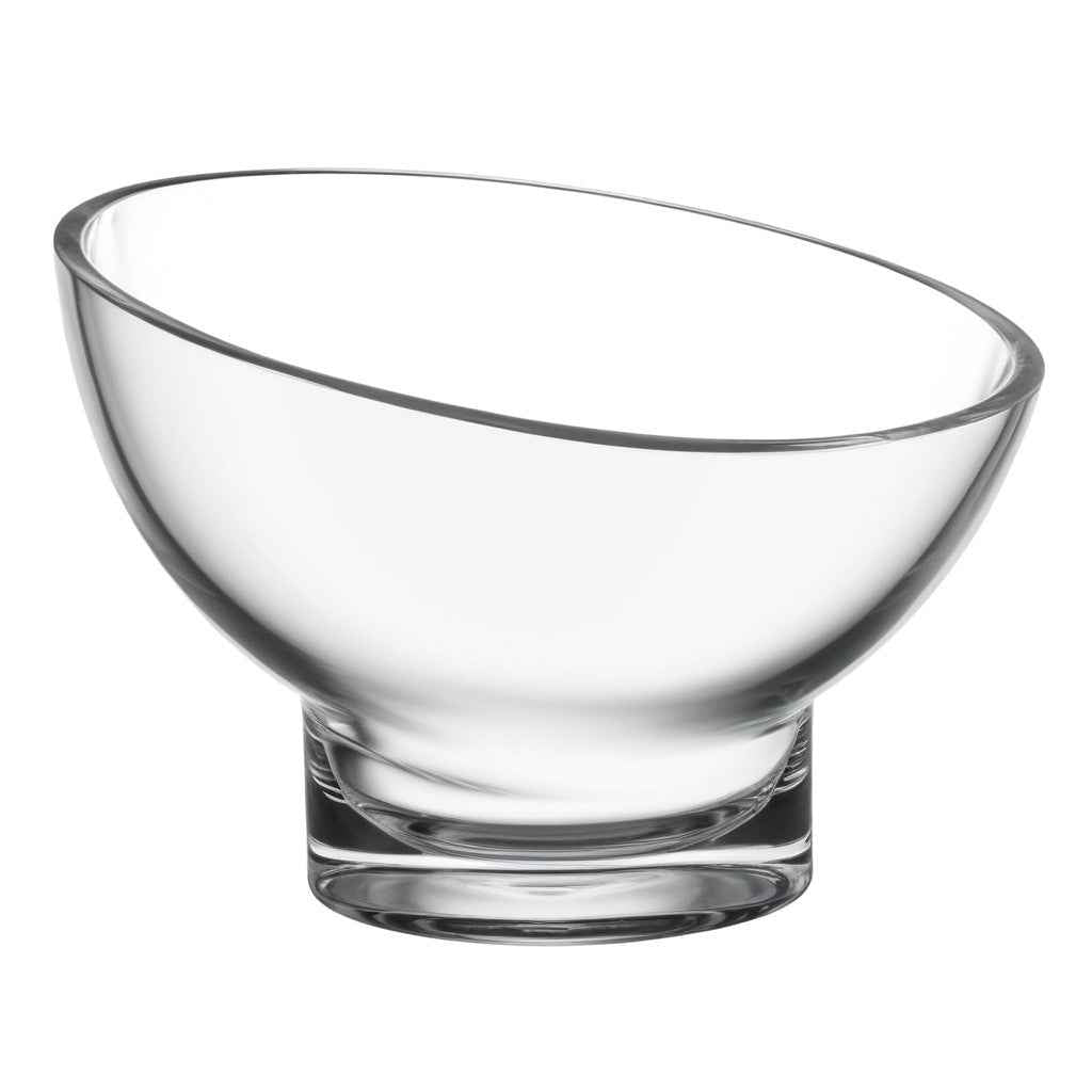 7" Clear Mouth Blown Slant Edge Glass Candy Bowl Default Title