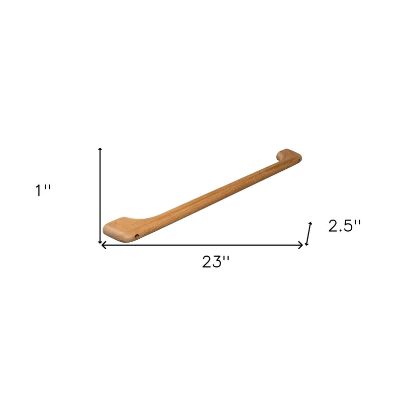 Solid teak towel bar, 23 in length; 2.5 in projection; 1 in end thickness