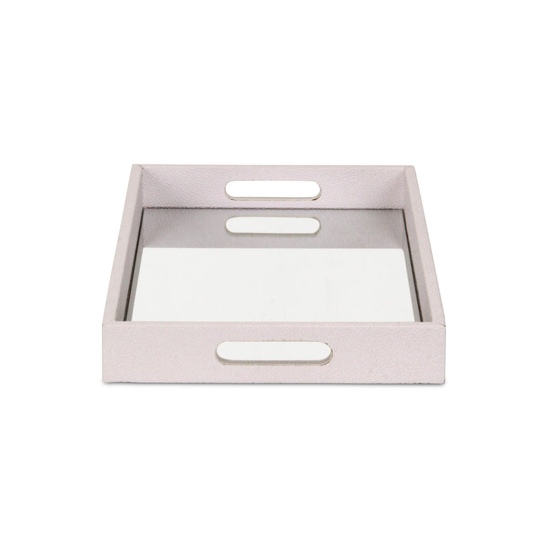 16" White Shagreen and Mirror Tray - Kitchen & Dining