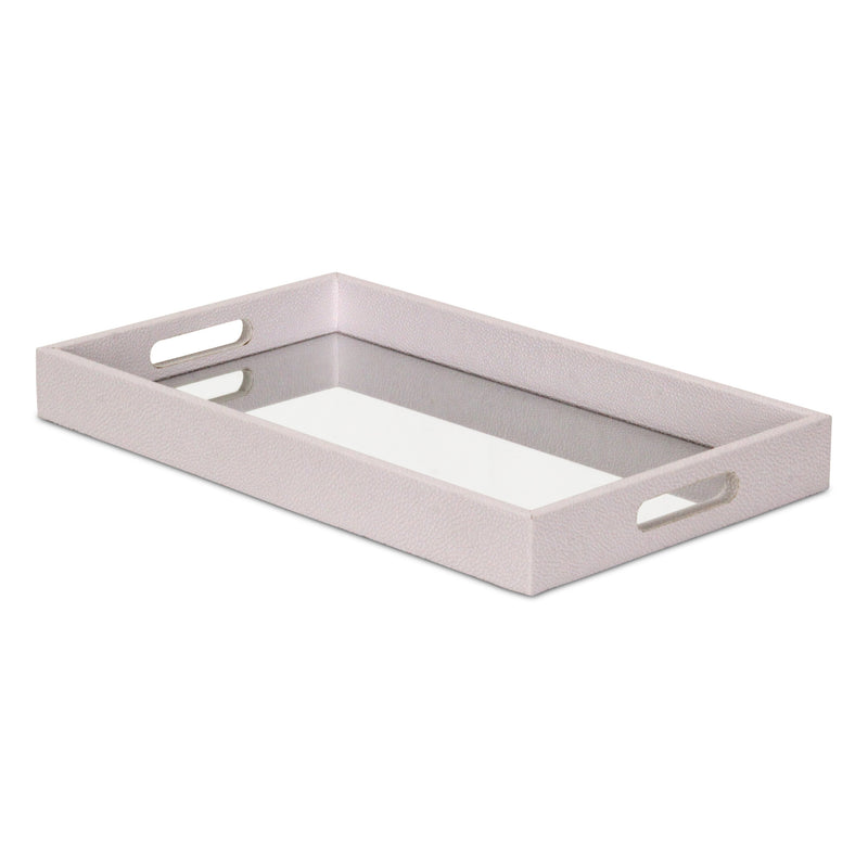 16" White Shagreen and Mirror Tray - Kitchen & Dining