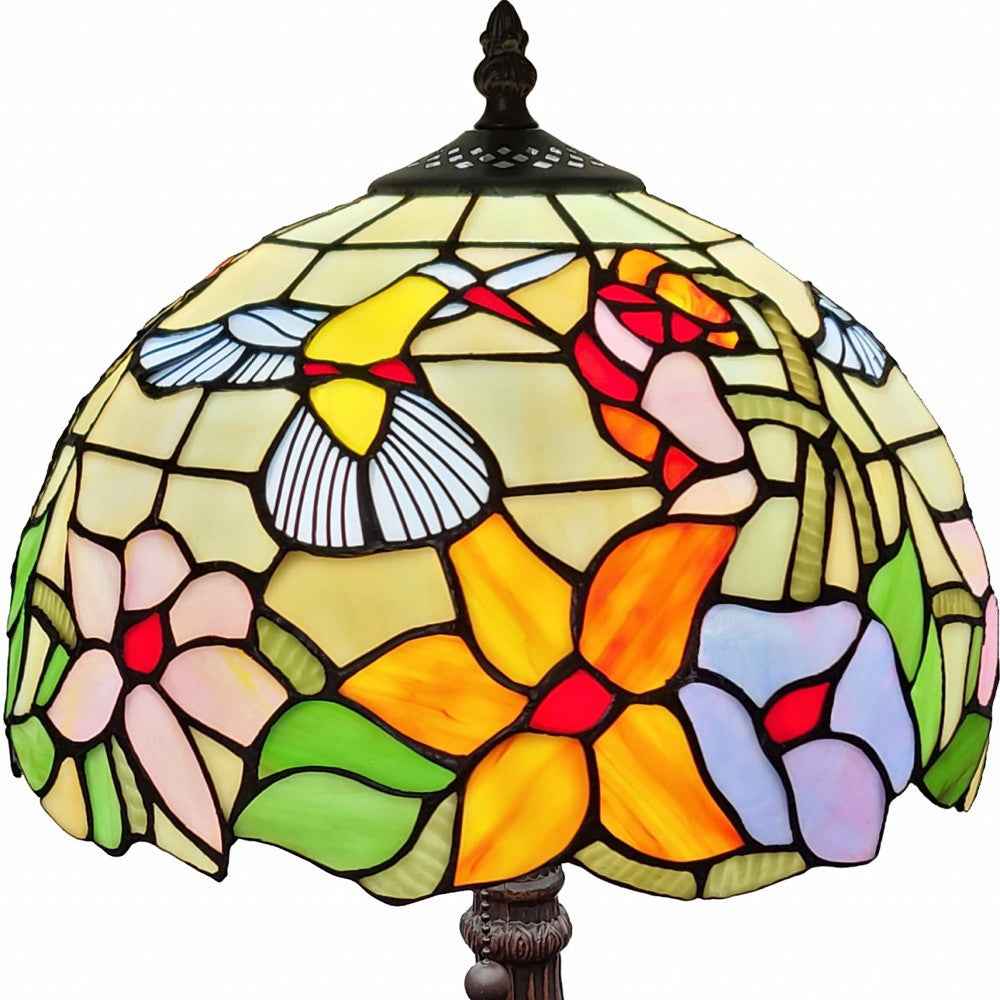 19" Dark Brown Metal Candlestick Table Lamp With Ivory Dome Shade