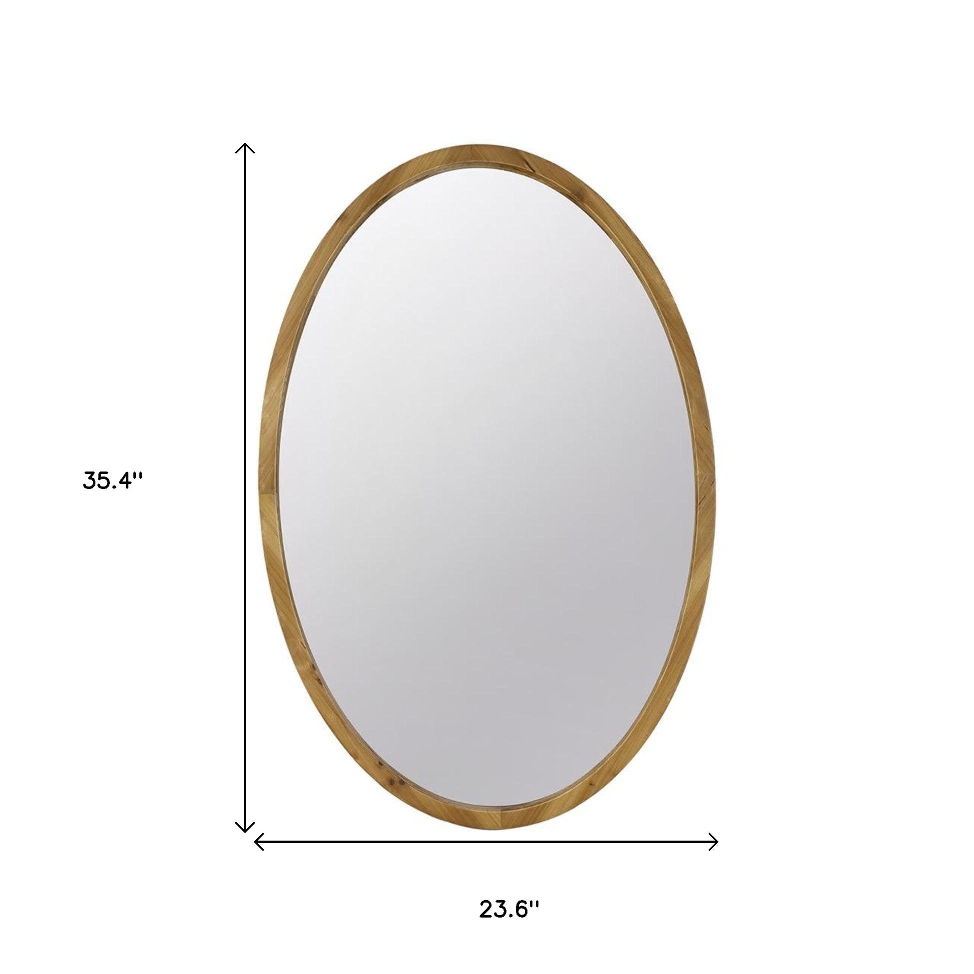 35" Brown Oval Solid Wood Framed Accent Mirror - Bed & Bath