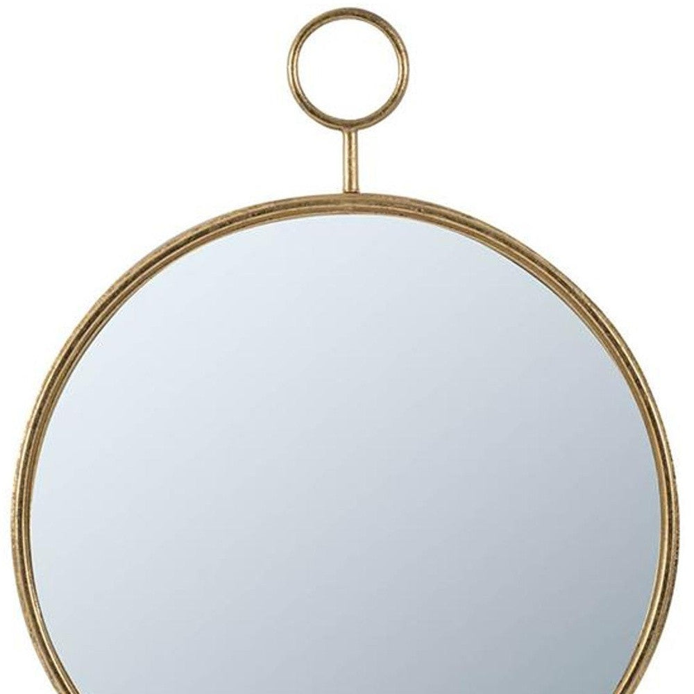 28" Gold Round Iron Framed Accent Mirror - Bed & Bath