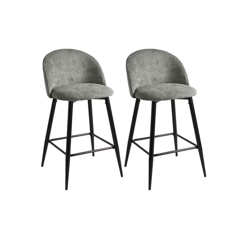 Set of Two 26" Gray And Black Steel Low Back Counter Height Bar Chairs