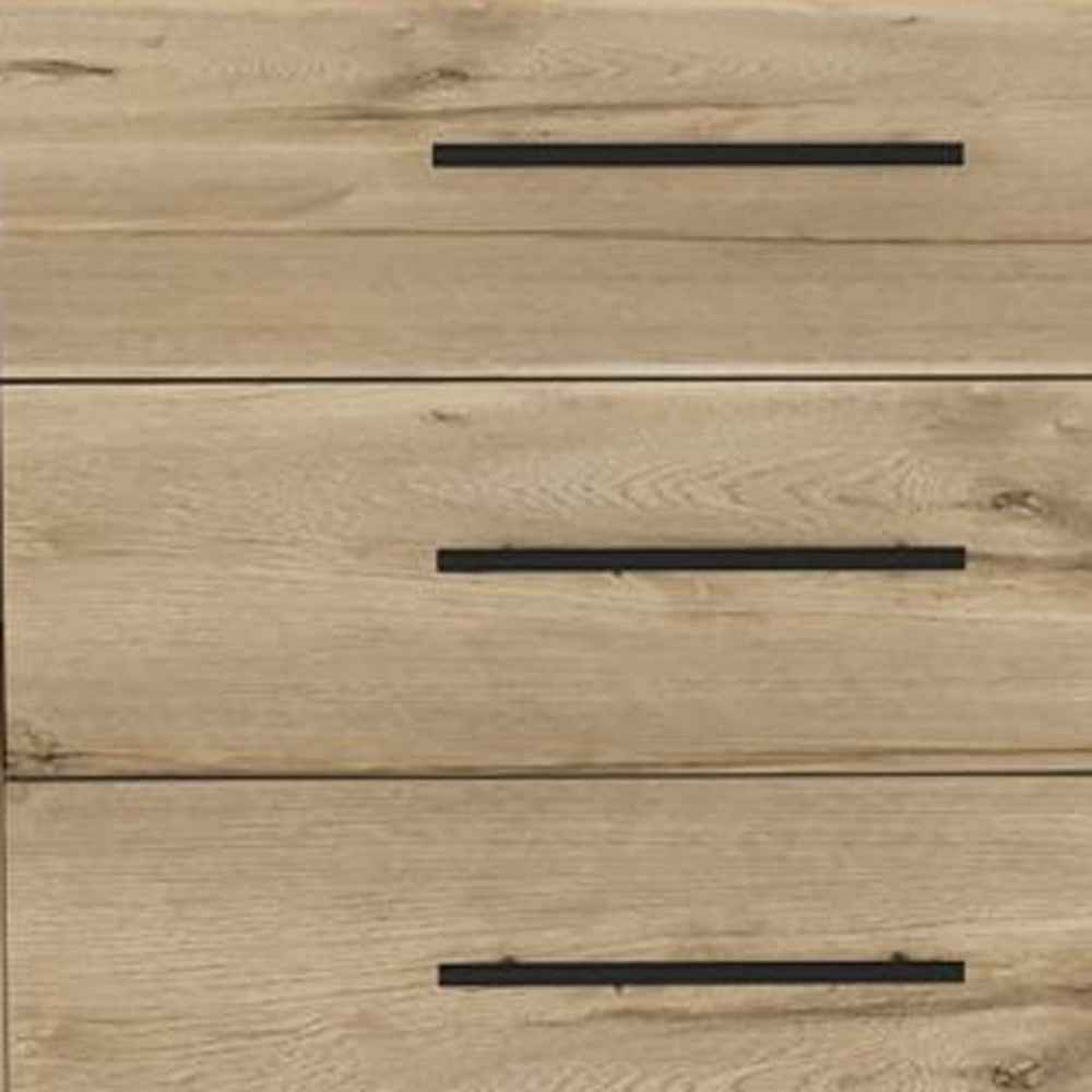 59" Natural and Black Six Drawer Double Dresser