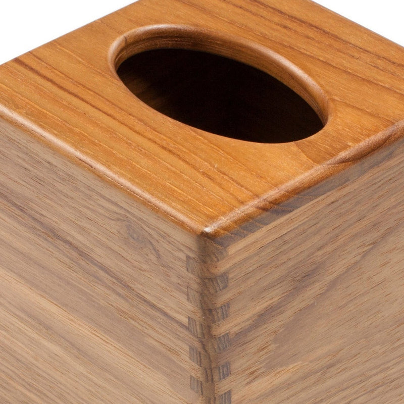 Traditional Solid Teak Square Tissue Box Cover - Bed & Bath