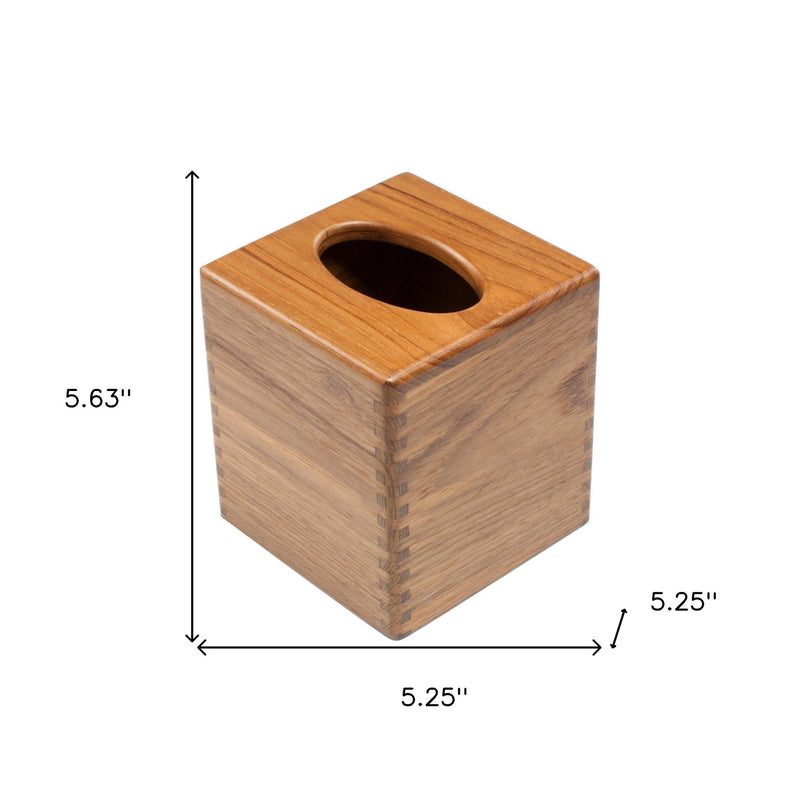 Traditional Solid Teak Square Tissue Box Cover - Bed & Bath