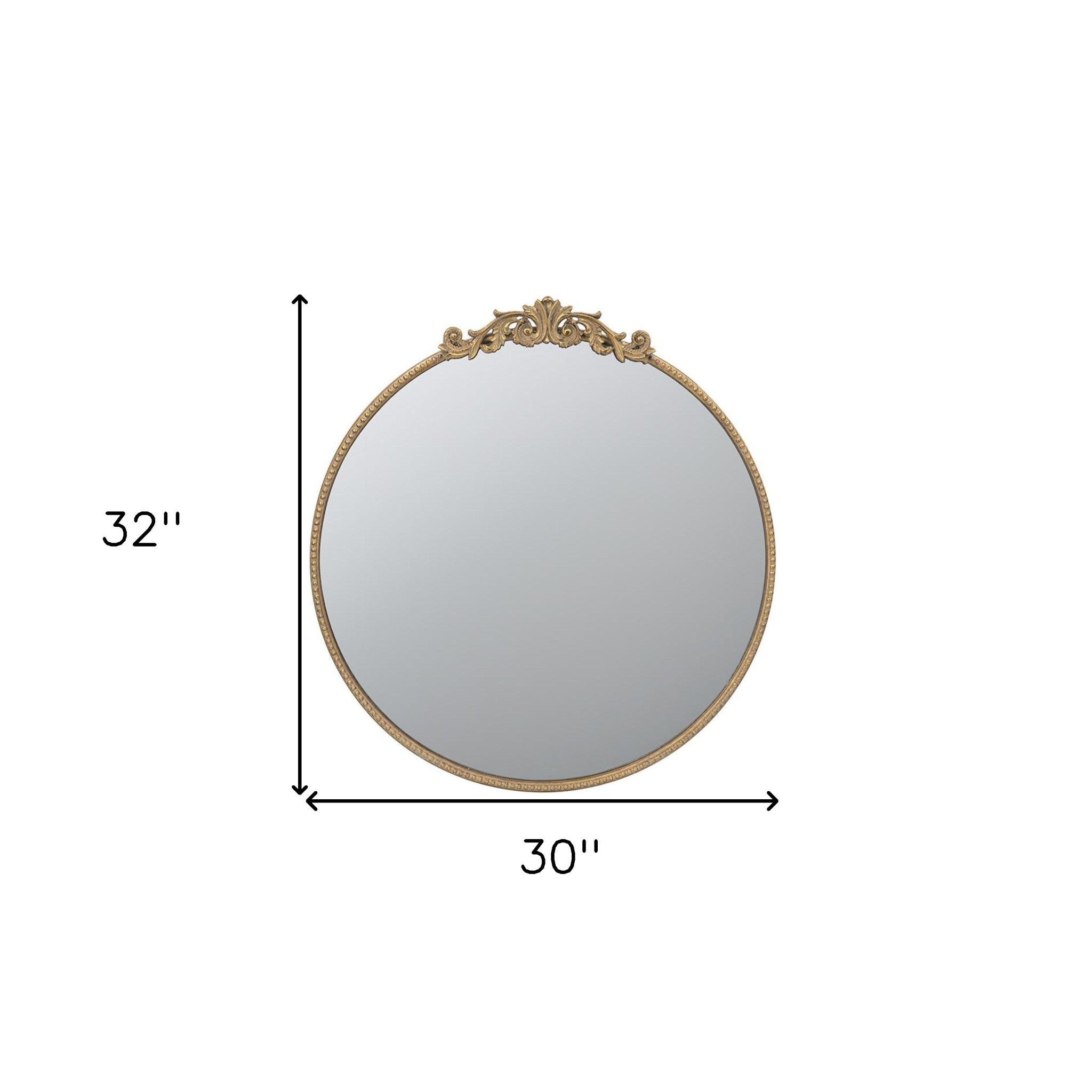 32" Gold Iron Crowned Top Framed Accent Mirror - Bed & Bath