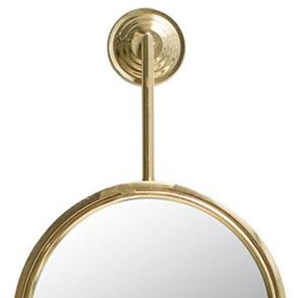 29" Gold Round Iron Framed Accent Mirror - Bed & Bath
