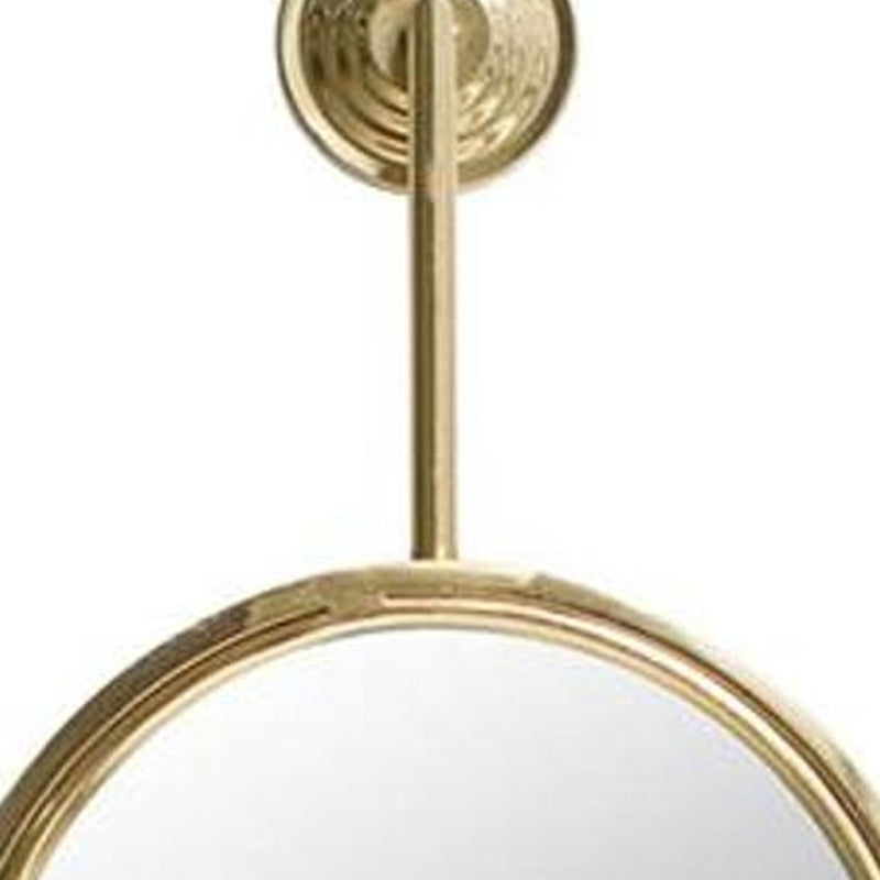29" Gold Round Iron Framed Accent Mirror - Bed & Bath