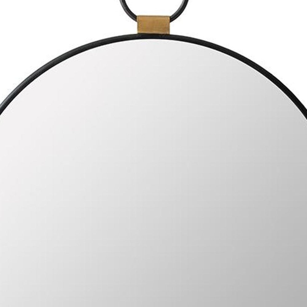 23" Black Round Metal Framed Accent Mirror - Bed & Bath