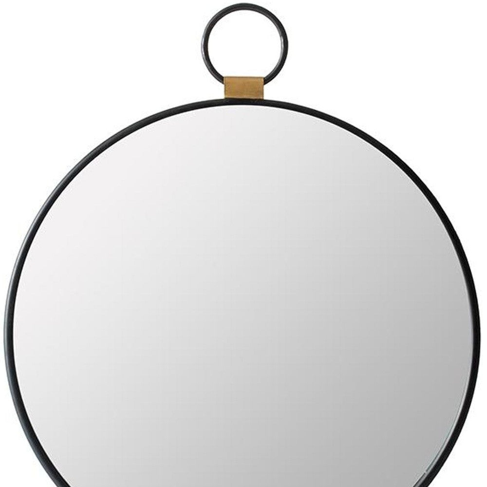 23" Black Round Metal Framed Accent Mirror - Bed & Bath