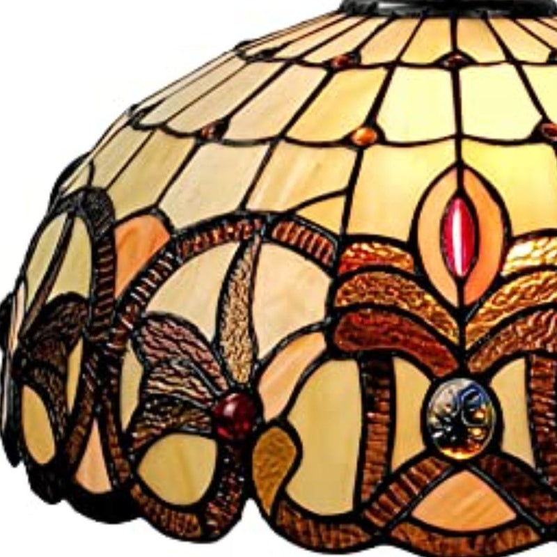 16" Tiffany Style Stained Glass Two Light Glass Dimmable Ceiling Light - Lighting