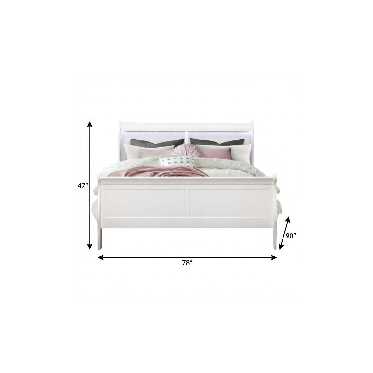 White Carved Geometric Wood King Bed Frame - Bed & Bath