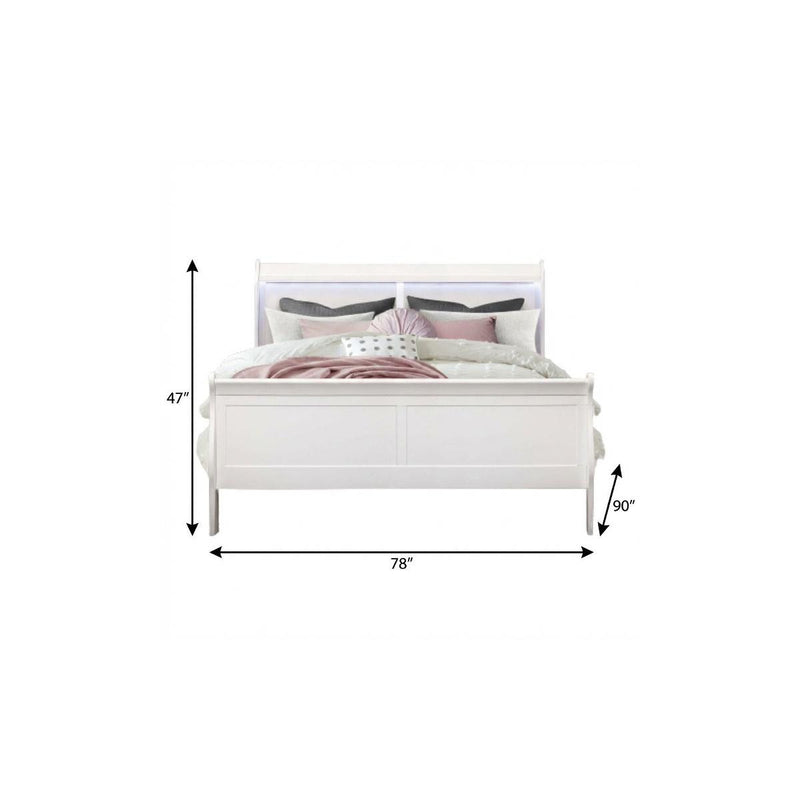 White Carved Geometric Wood King Bed Frame - Bed & Bath