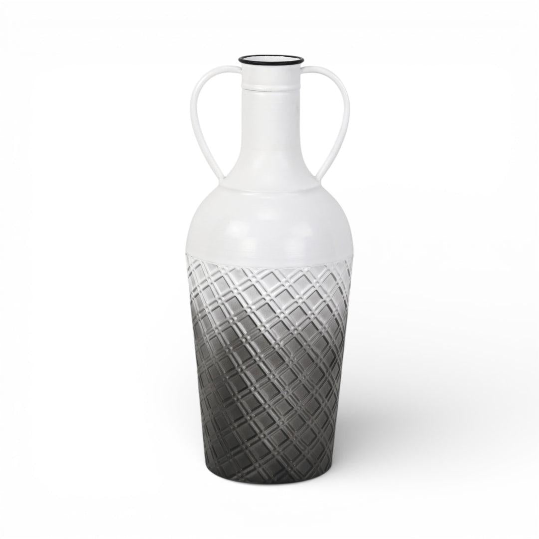 17" White And Gray Ombre Metal Cylinder Floor Vase - Home & Garden