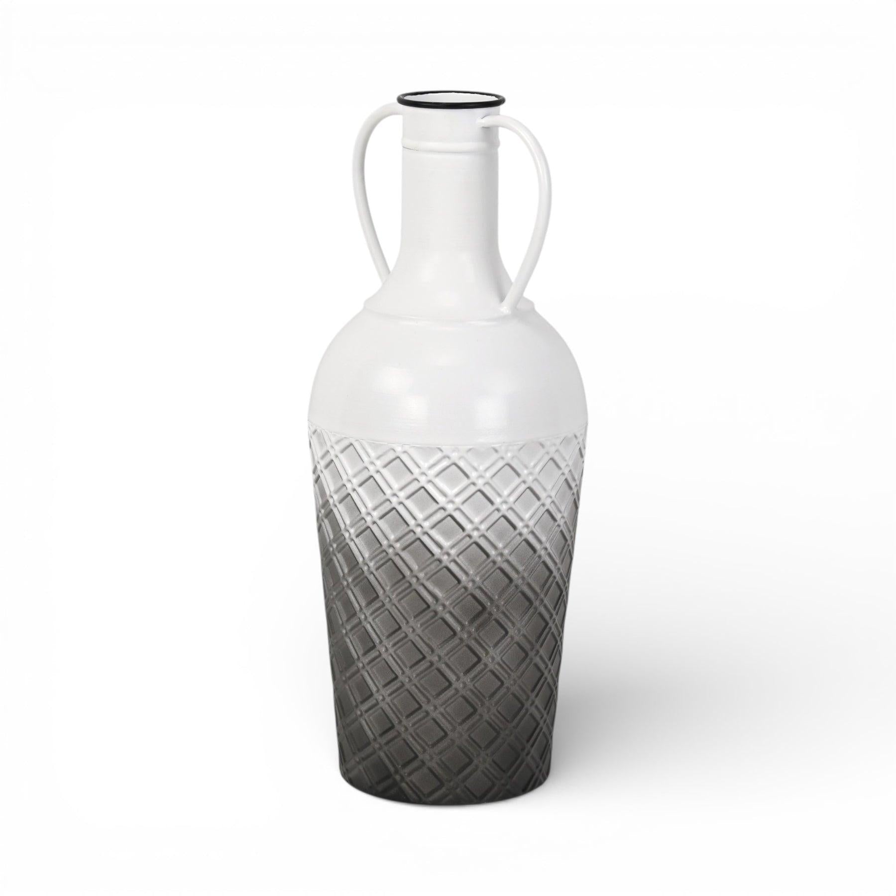 17" White And Gray Ombre Metal Cylinder Floor Vase - Home & Garden