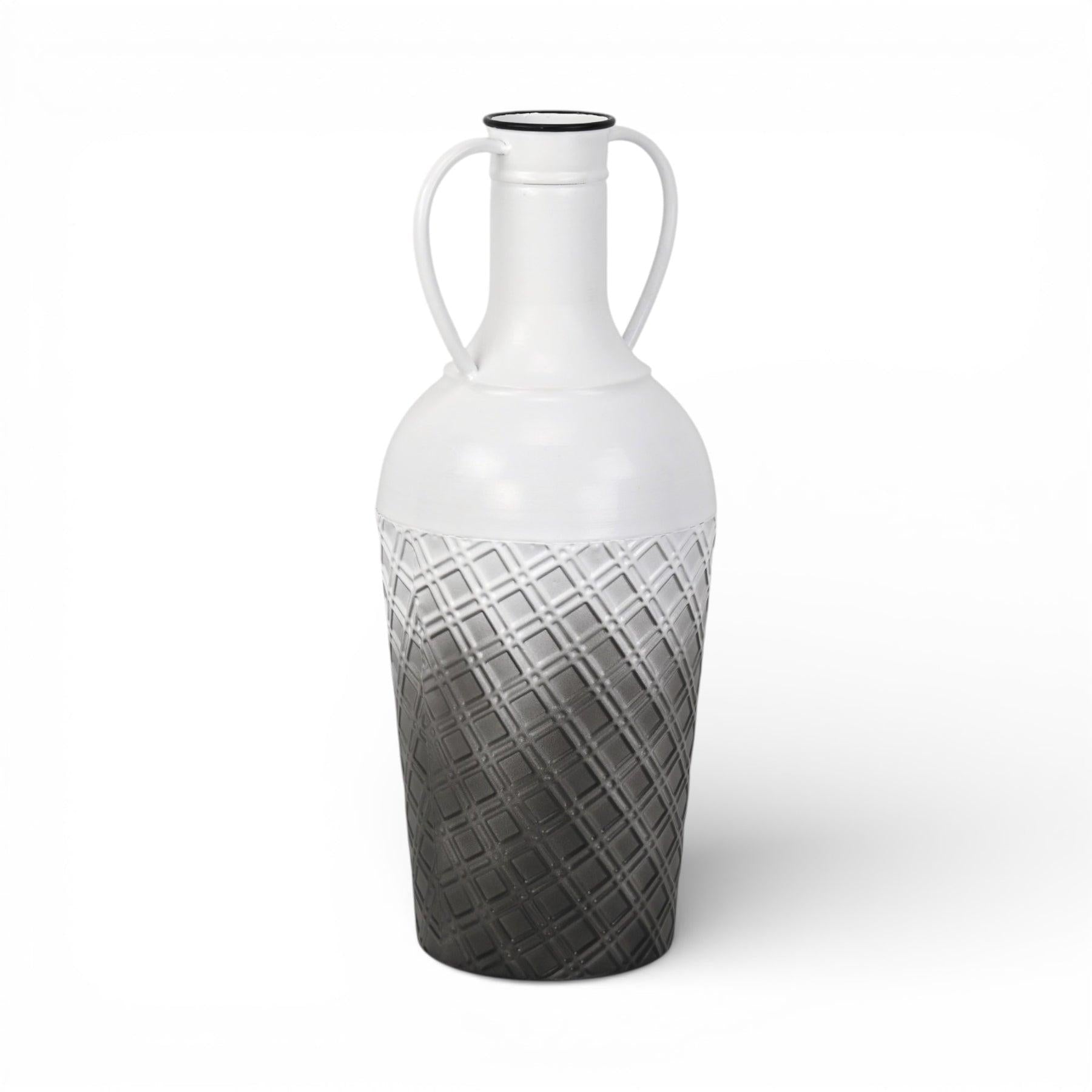 17" White And Gray Ombre Metal Cylinder Floor Vase - Home & Garden
