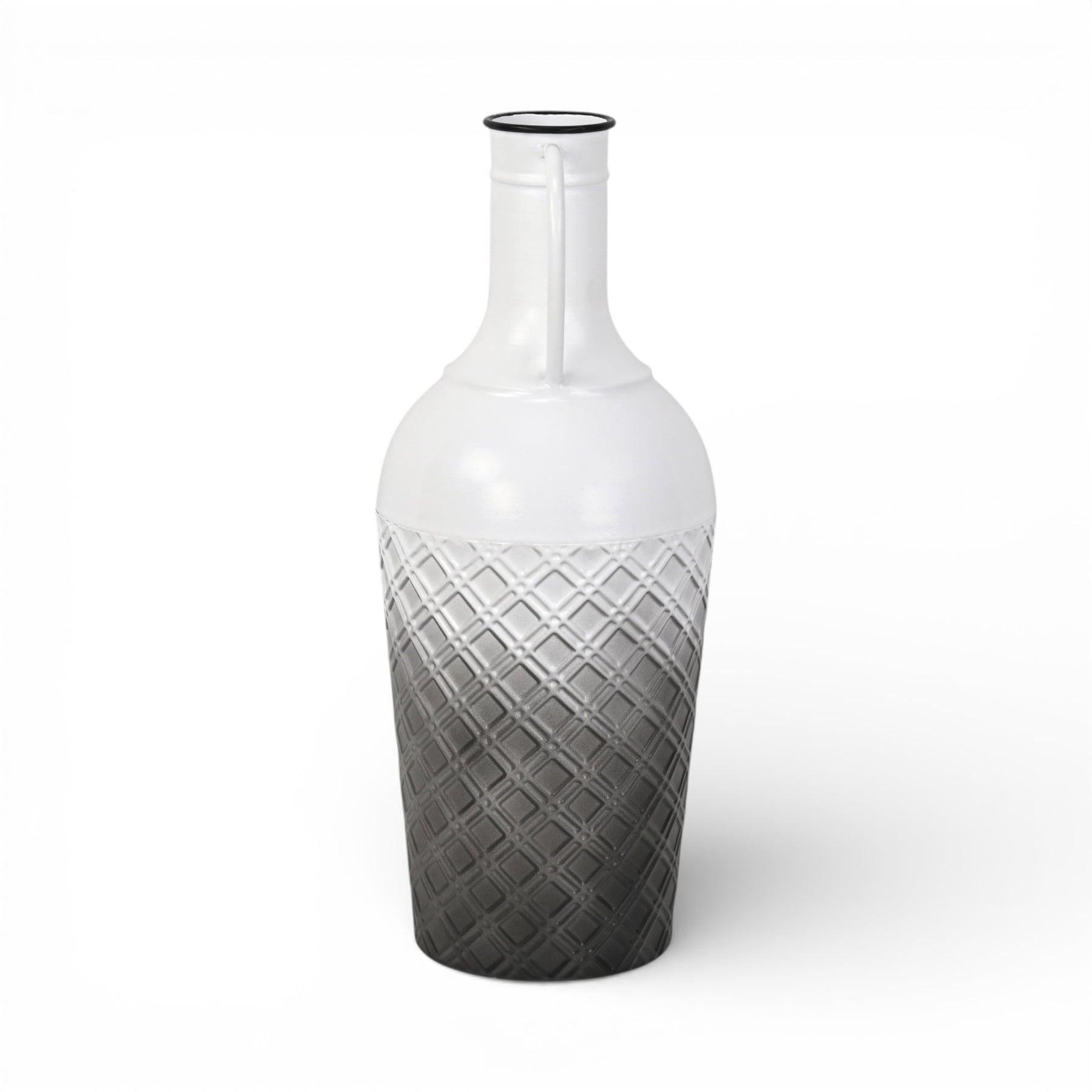 17" White And Gray Ombre Metal Cylinder Floor Vase - Home & Garden