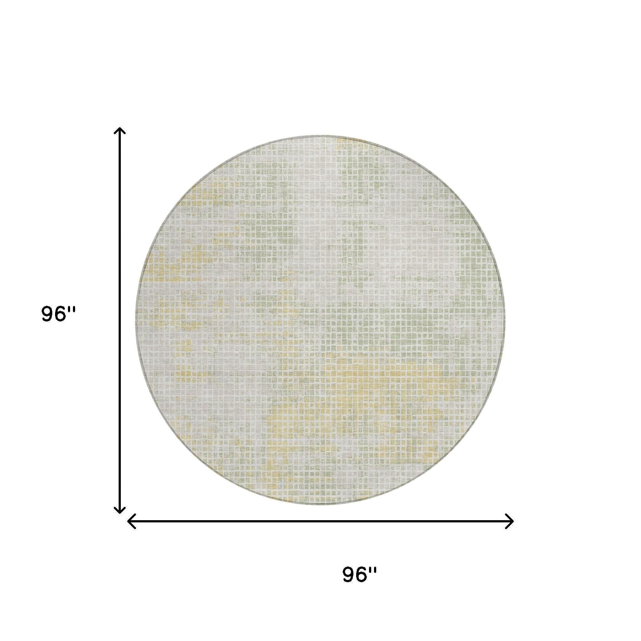 8' Ivory And Linen Round Abstract Washable Indoor Outdoor Area Rug - Outdoor | blocked-out-of-stock, Outdoor, sync-blocked
