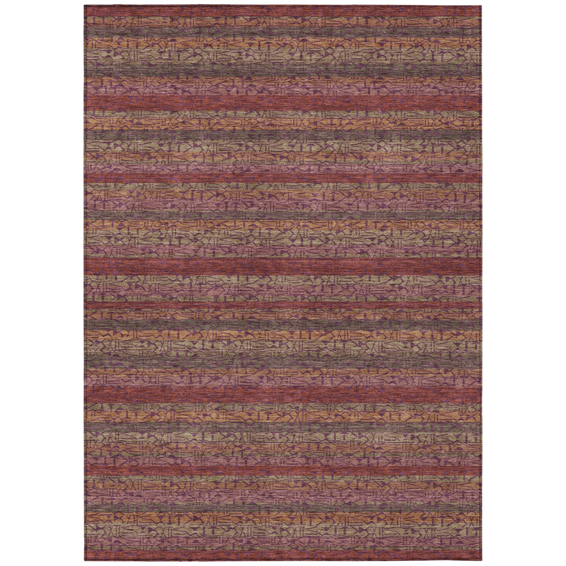 5' X 8' Burgundy And Red Striped Washable Indoor Outdoor Area Rug - Sports & Outdoor