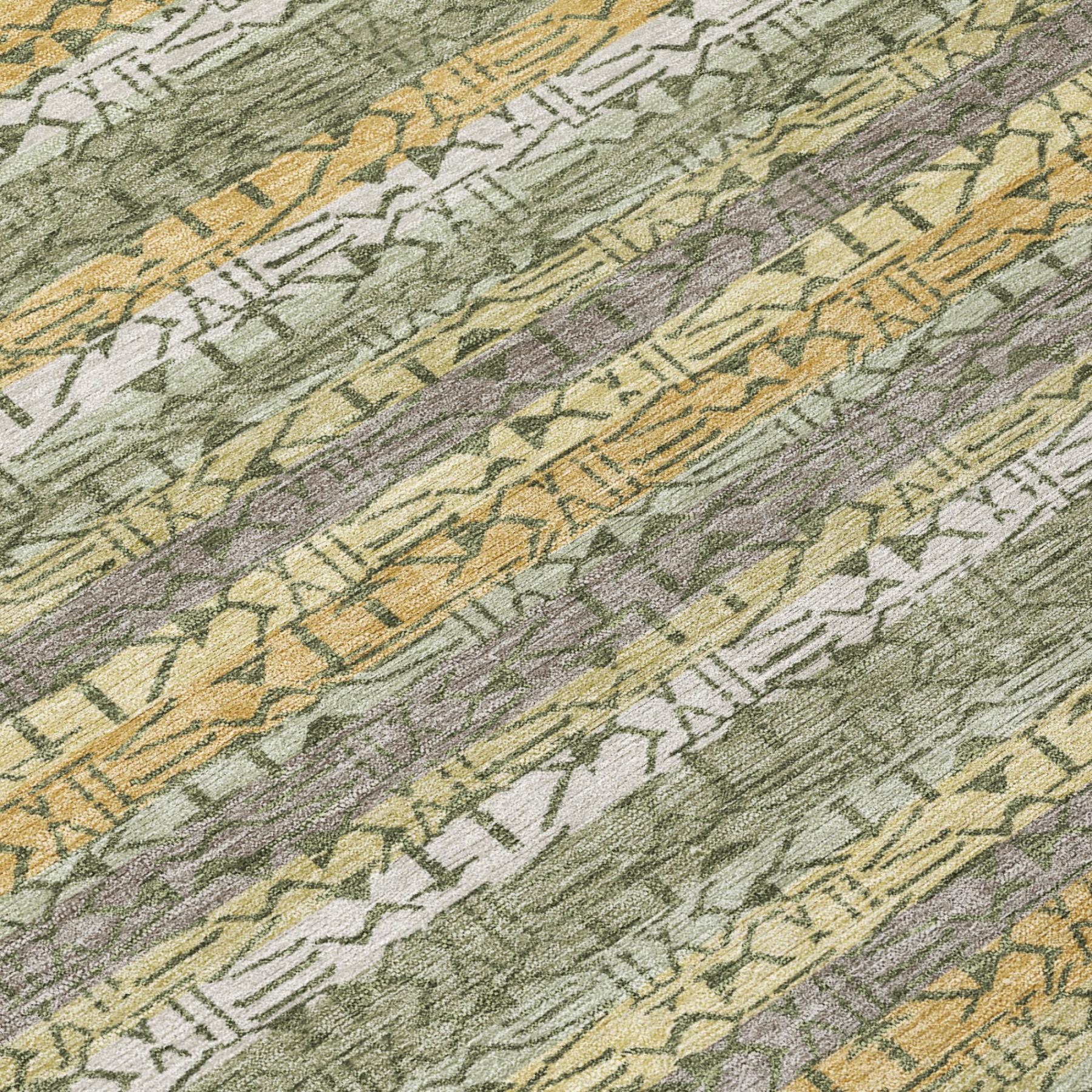 5' X 8' Sage And Green Striped Washable Indoor Outdoor Area Rug - Outdoor | blocked-missing-media, blocked-out-of-stock,…