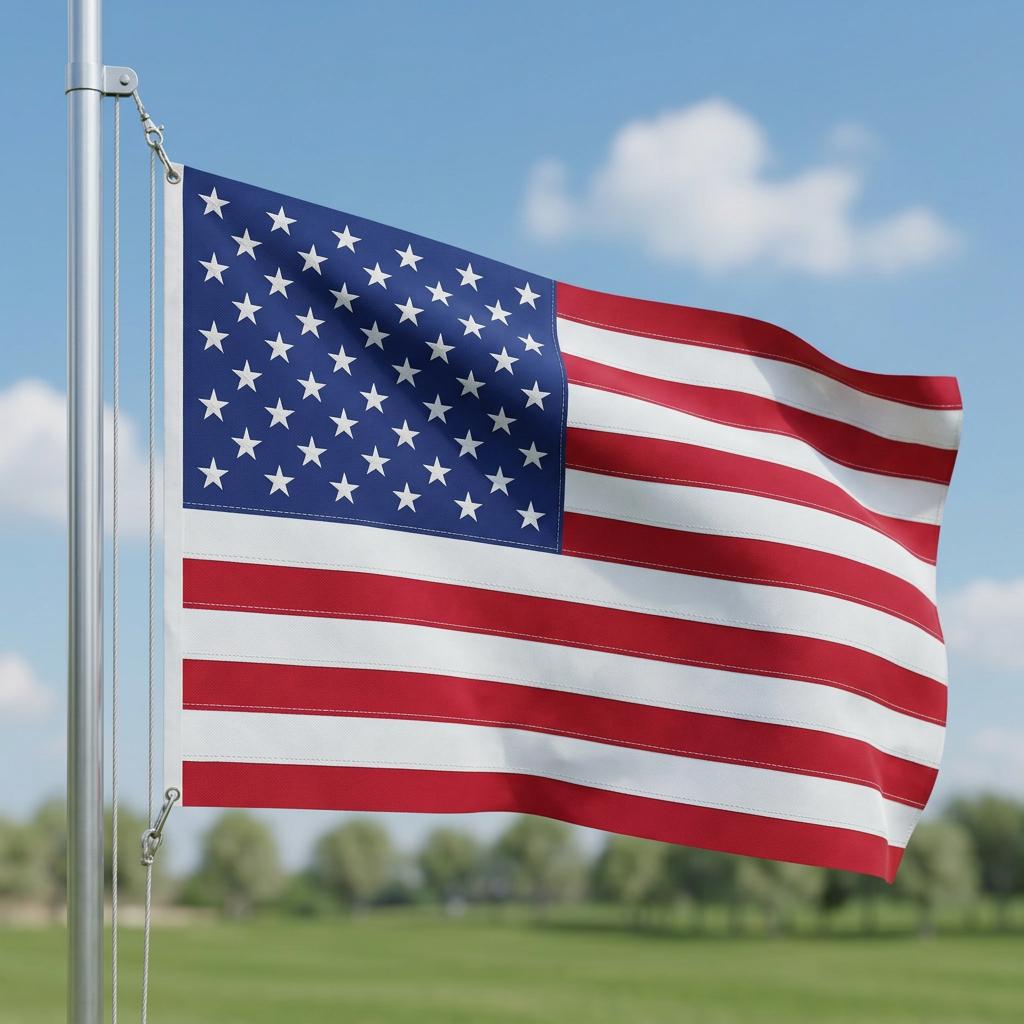 3' x 5' Red White And Blue Embroidered Nylon American Flag - Outdoor