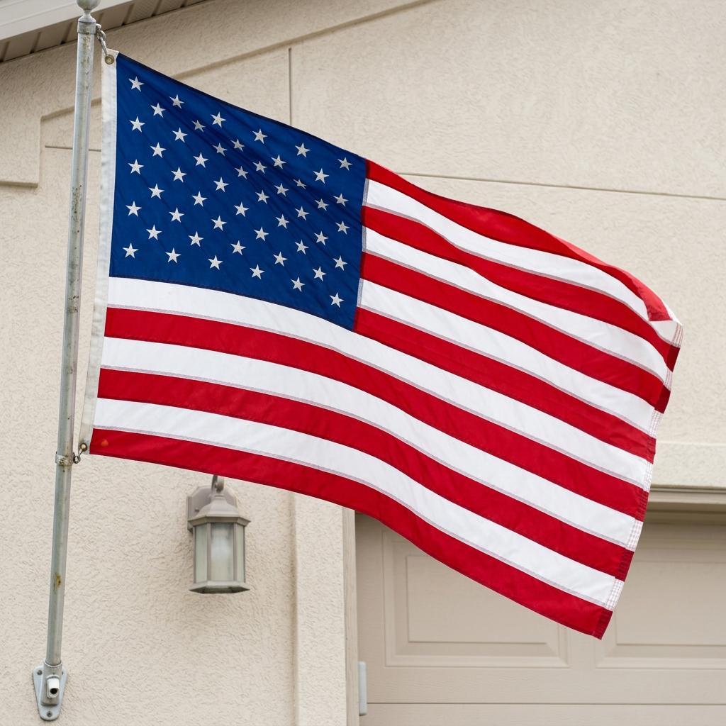 3' x 5' Red White And Blue Embroidered Nylon American Flag - Outdoor