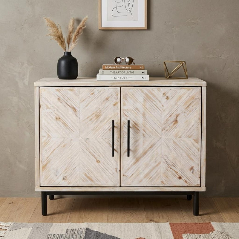 Modern Farmhouse Rustic Natural Accent Storage Cabinet - Kitchen & Dining