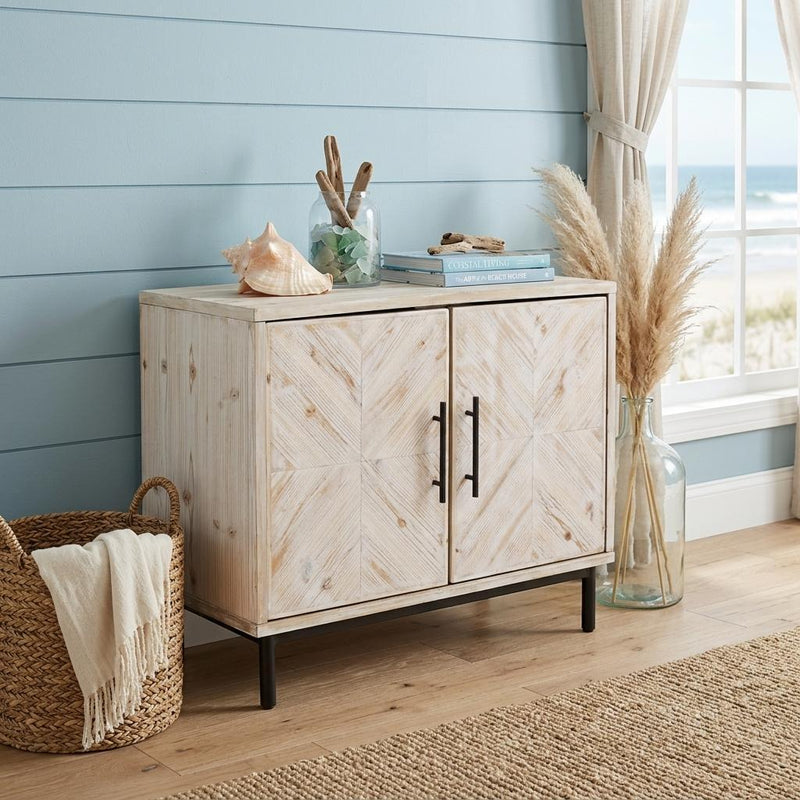 Modern Farmhouse Rustic Natural Accent Storage Cabinet - Kitchen & Dining
