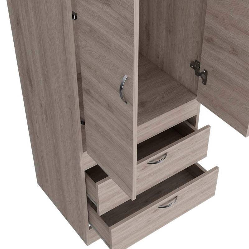 23" Light Gray Wood Accent Cabinet With Two Doors And Two Drawers - Kitchen & Dining