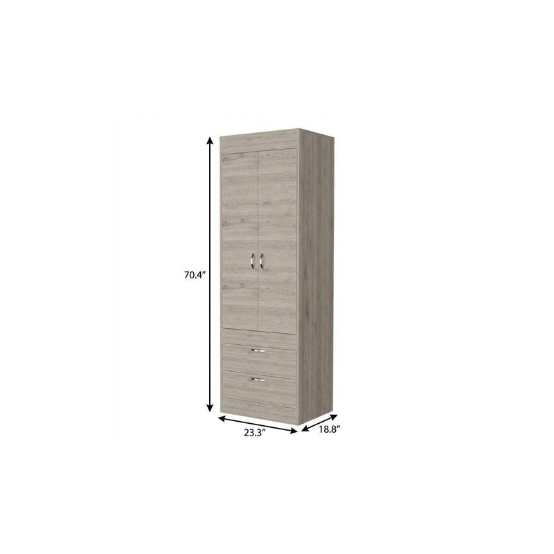 23" Light Gray Wood Accent Cabinet With Two Doors And Two Drawers - Kitchen & Dining