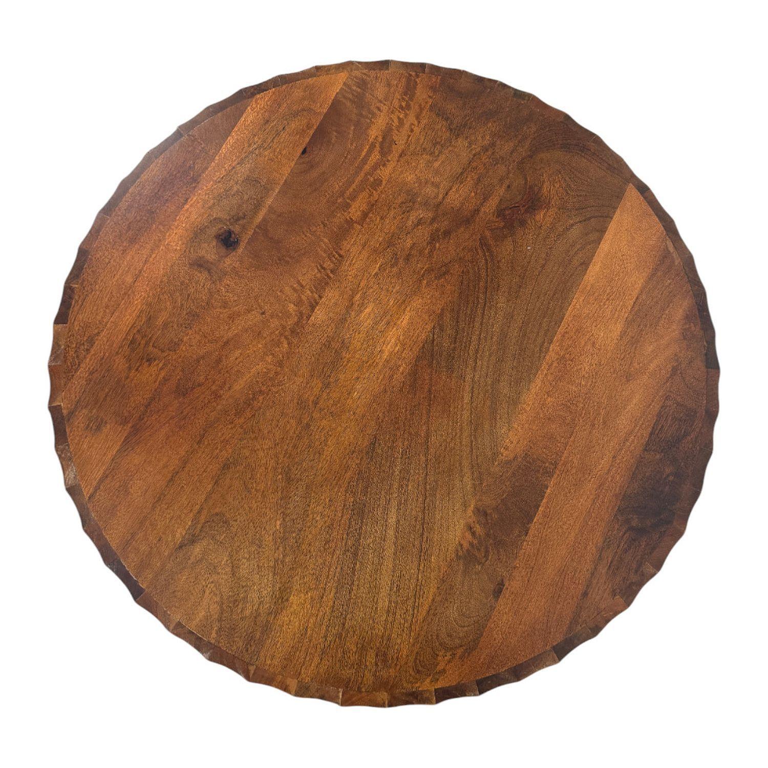 Chestnut round wood coffee table top with rich vertical grain